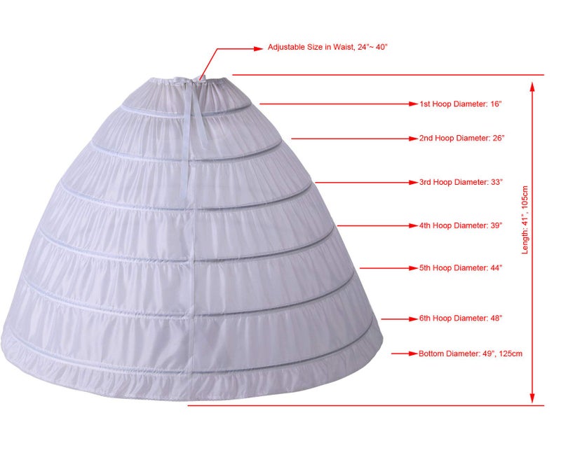 AtSopop Full A-line 6 Hoop Petticoat for Women Underskirt Slip Crinoline For Bridal Dress PT06 - Image 2